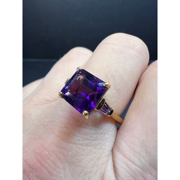 NEW African amethyst ring in vermeil yellow gold size 9 - Picture 2 of 16